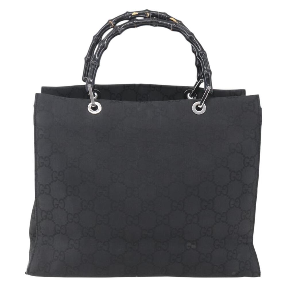GUCCI Bamboo GG Canvas Hand Bag Black Silver 002 1010 3754 Auth 154446 - Picture 2 of 16